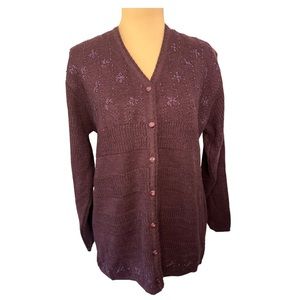Vintage Oswal Purple Embroidered Wool Cardigan, Size 44 EU (8/M)
